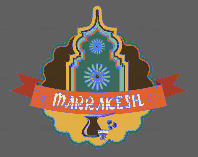 Marrakesh City iconic elements vector eps png