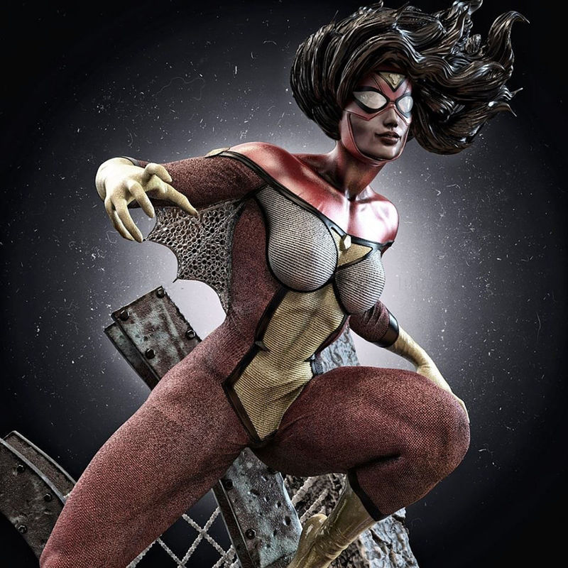 Modelo 3D de la estatua de Spiderwoman de Marvel listo para imprimir STL