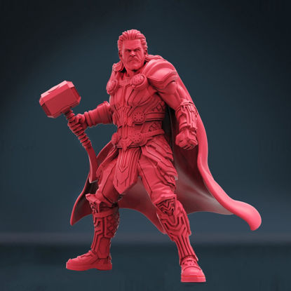 Marvel Thor avec des statues de marteau modèle 3D prêt à imprimer OBJ FBX STL