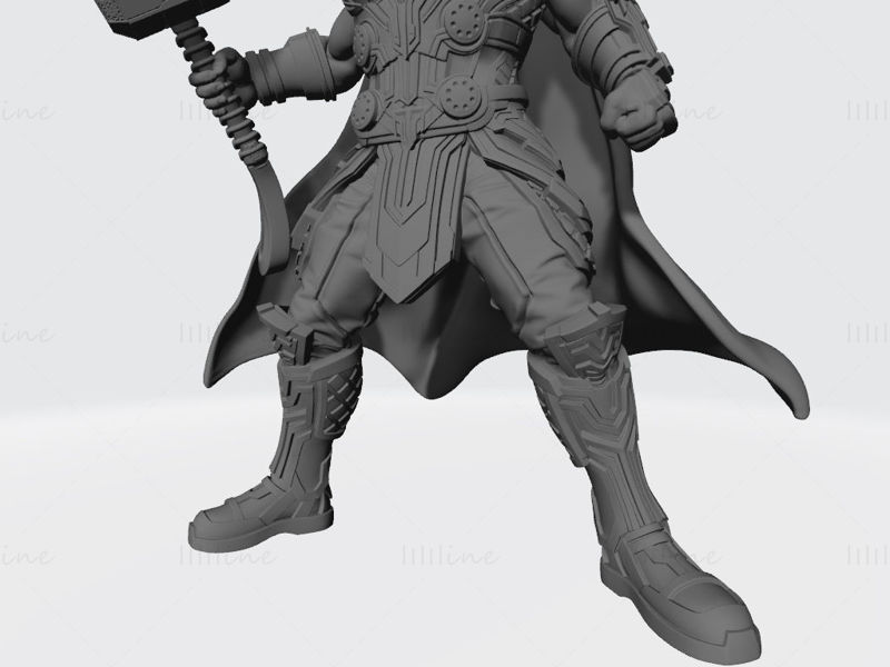 Marvel Thor cu statui de ciocan Model 3D gata de imprimat OBJ FBX STL
