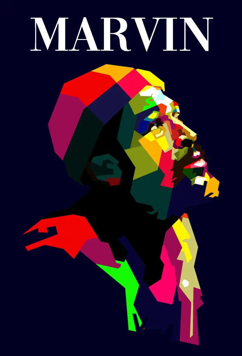 Marvin Gaye 70'ler Soul Müzik Pop Art WPAP Vektör