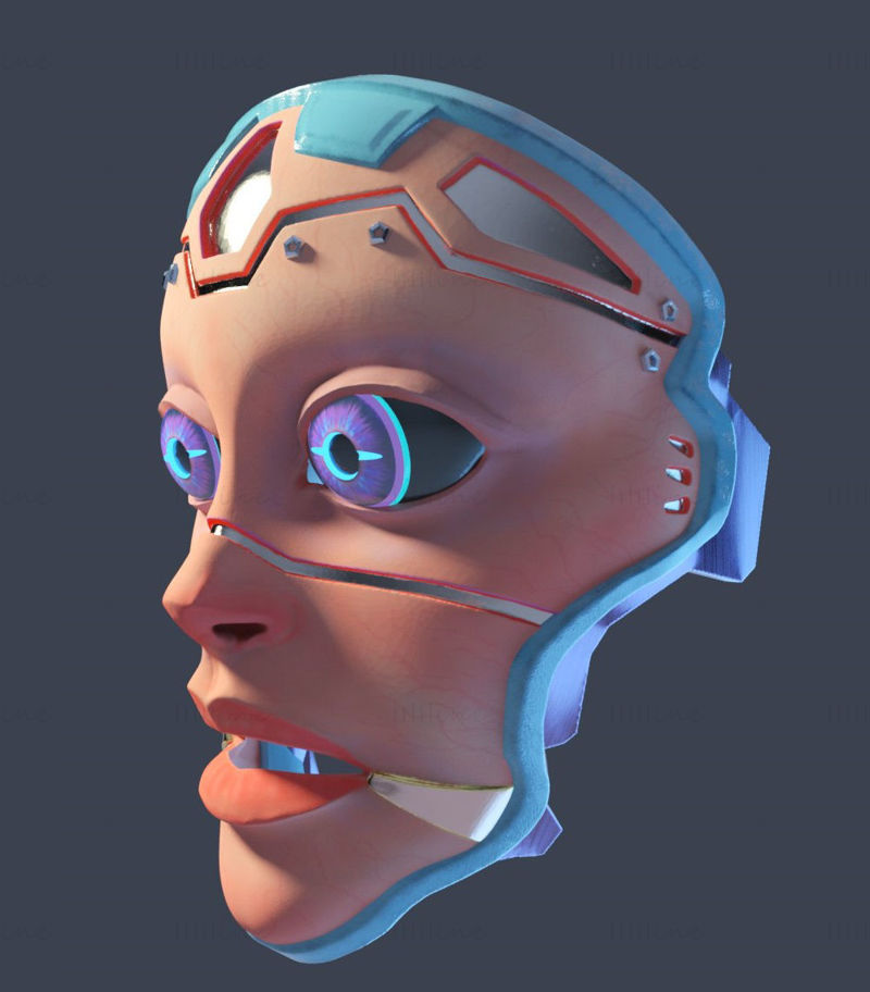 Masque cyberpunk femme impression 3d modèle STL