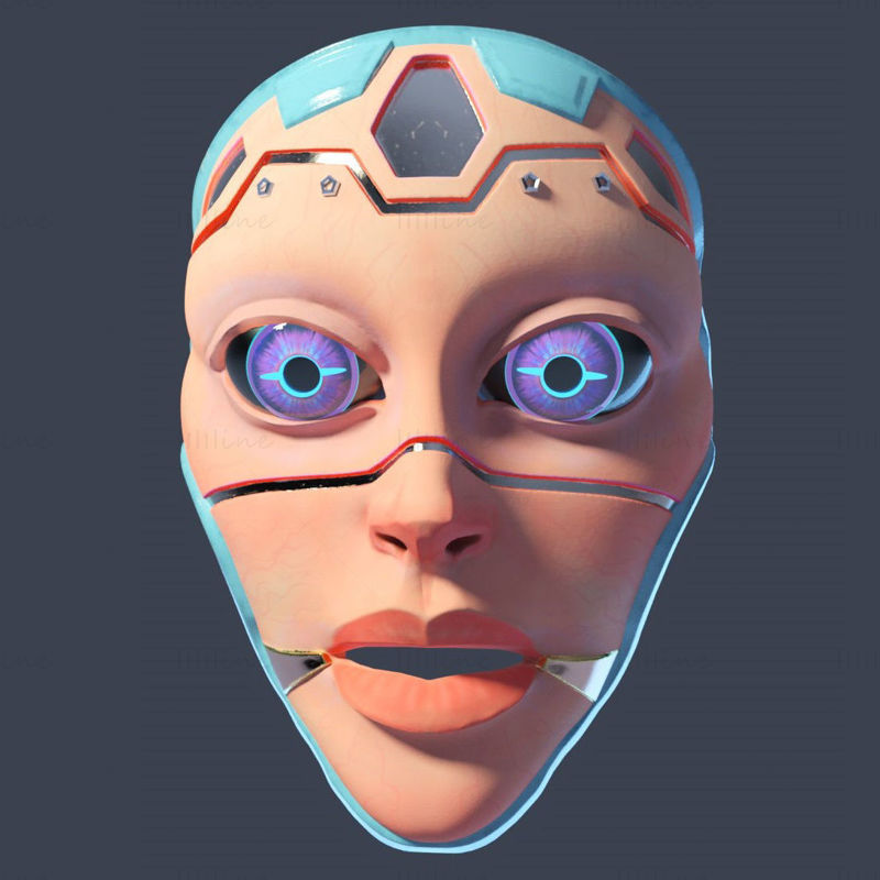Maschera cyberpunk donna stampa 3d modello STL