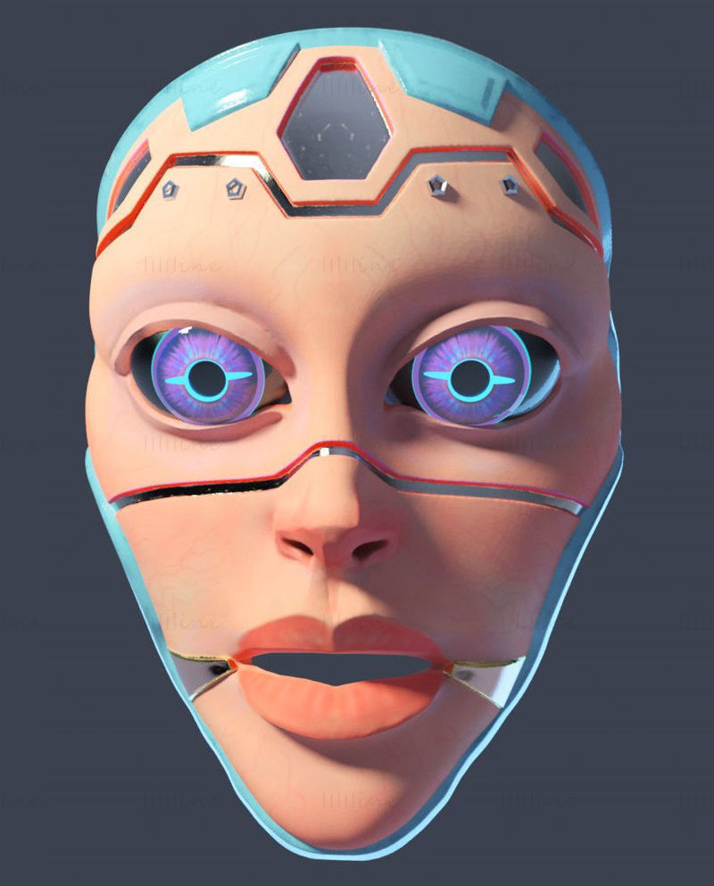 Masque cyberpunk femme impression 3d modèle STL