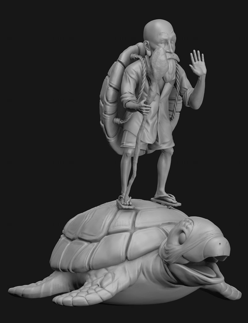 Master Roshi on turtle 3D Printing Model STL