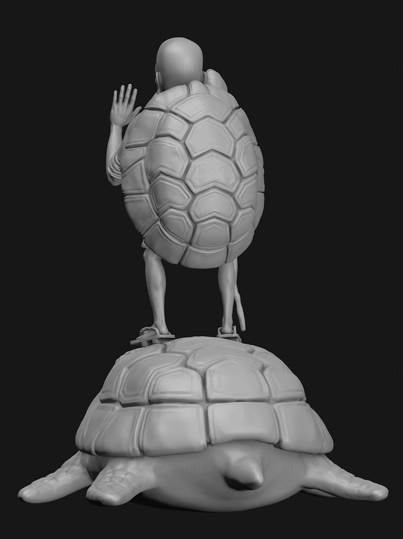 Meister Roshi auf Schildkröte 3D-Druckmodell STL