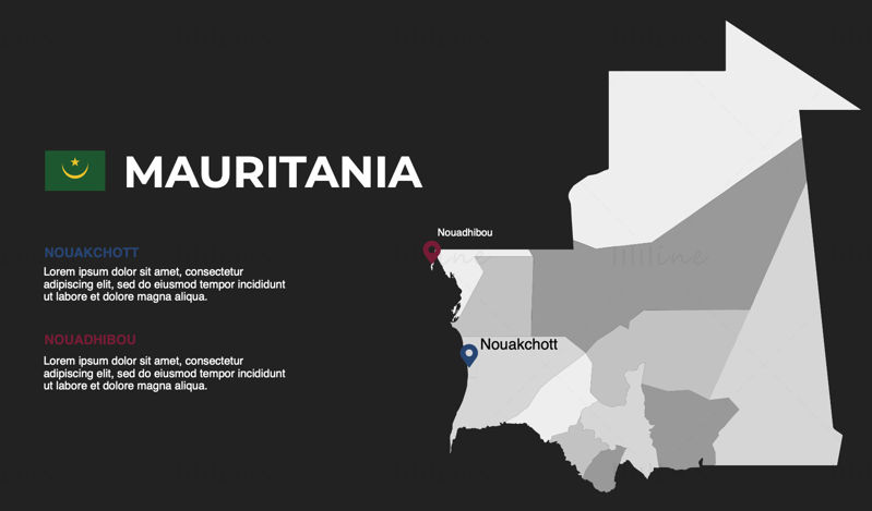 Mauretanien-Infografik-Karte bearbeitbare PPT und Keynote