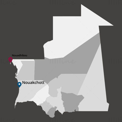 Mauritania kart vektor