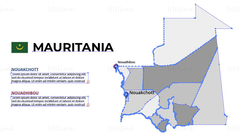 Mauritania map vector