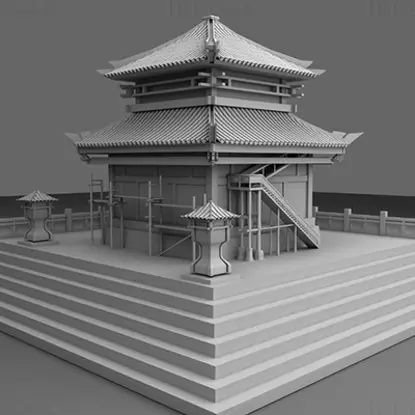 Maya building model, ancient building model, ancient Chinese building 3D model