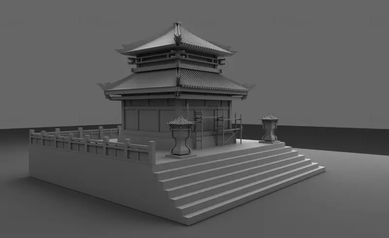 Maya building model, ancient building model, ancient Chinese building 3D model