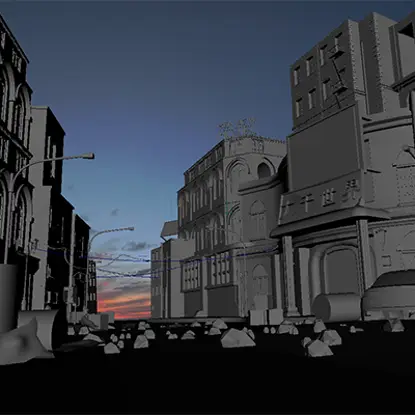 Maya modern sokak 3D sahne modeli