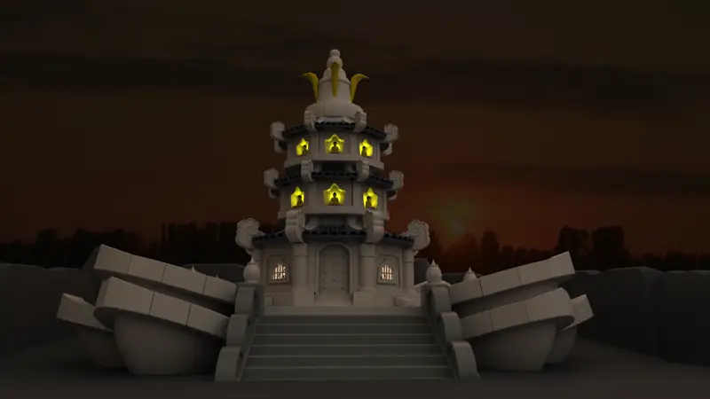 Maya antik pagoda binası 3D model