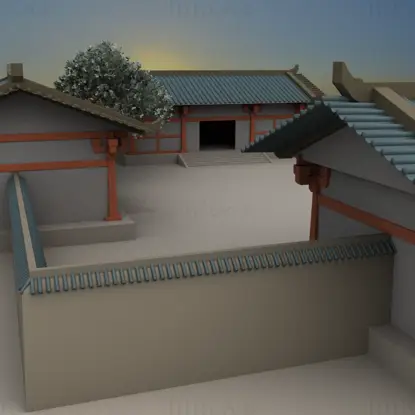 Maya四合院古建筑3D模型