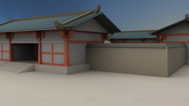 Maya avlusu antik binası 3D model