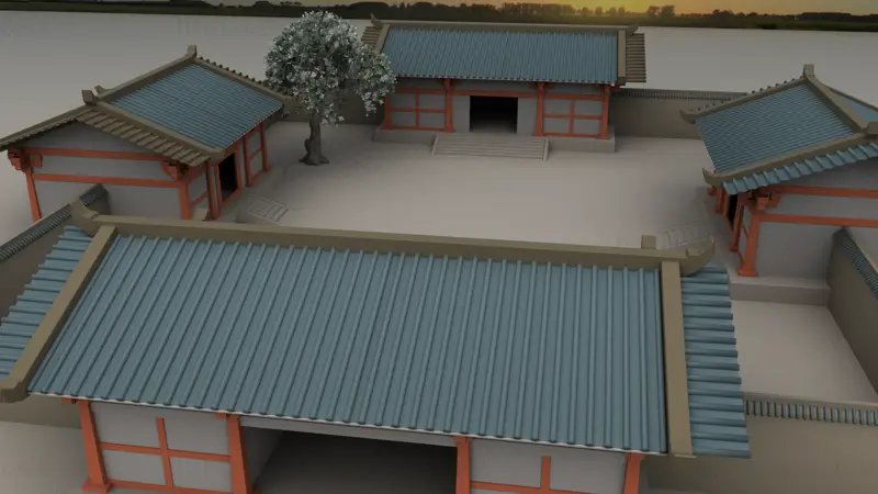 Maya四合院古建筑3D模型