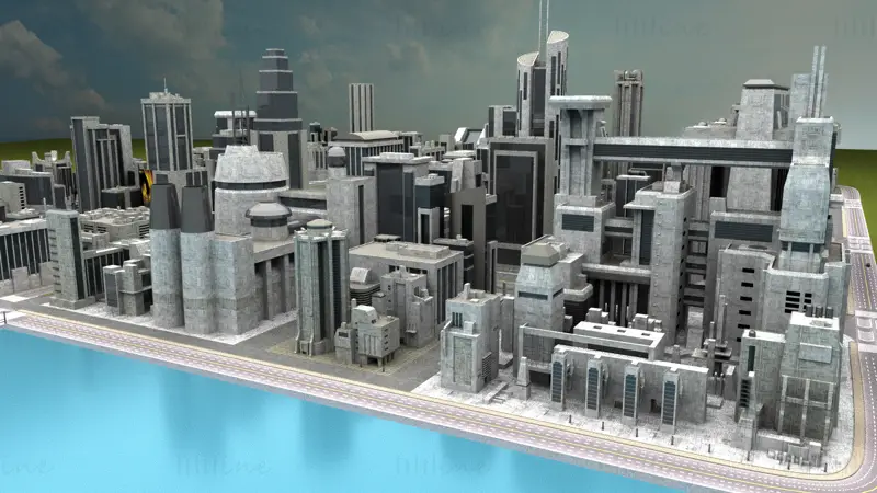 Maya city full view 3D scene model