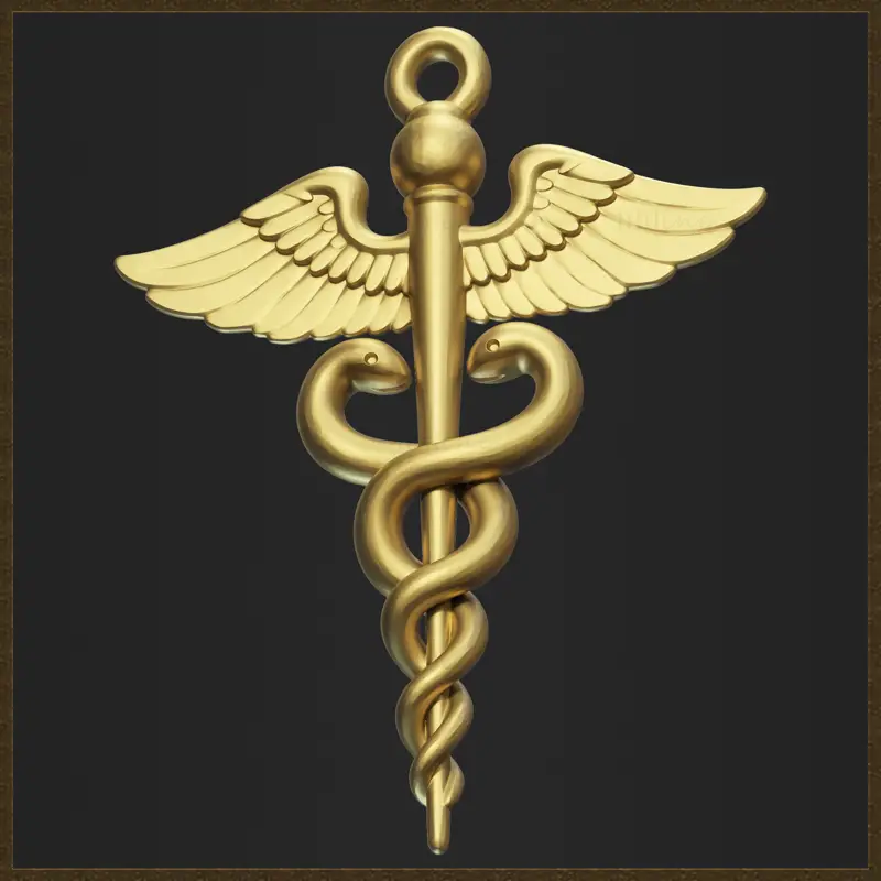 Medizinischer Caduceus-Anhänger Schmuckdesign 3D-Druckmodell