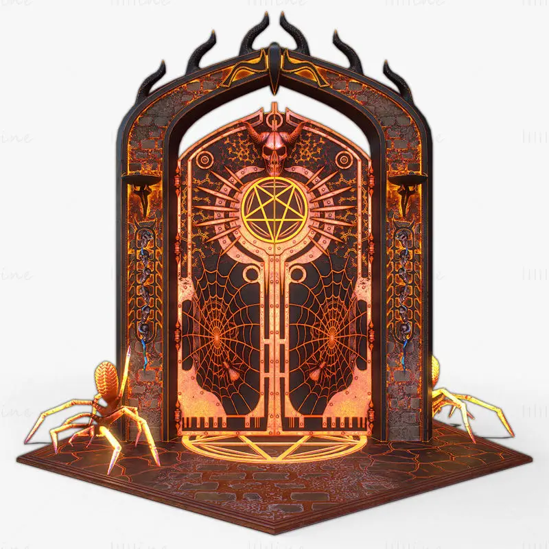 Modello 3D modulare pronto per il gioco Medieval Door 1