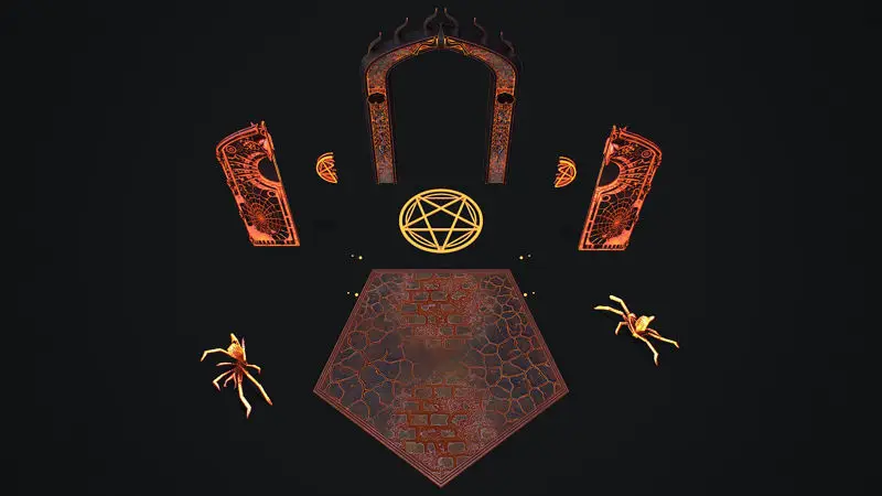 Modello 3D modulare pronto per il gioco Medieval Door 1