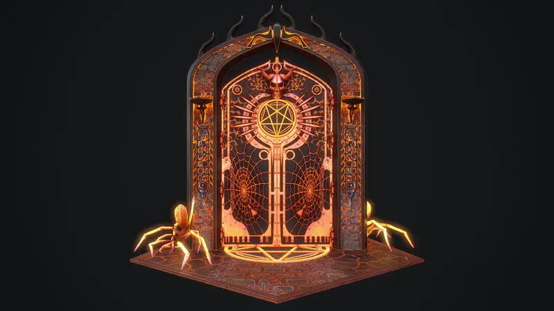 Modello 3D modulare pronto per il gioco Medieval Door 1