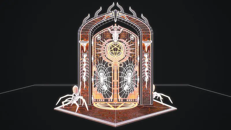 Modello 3D modulare pronto per il gioco Medieval Door 1
