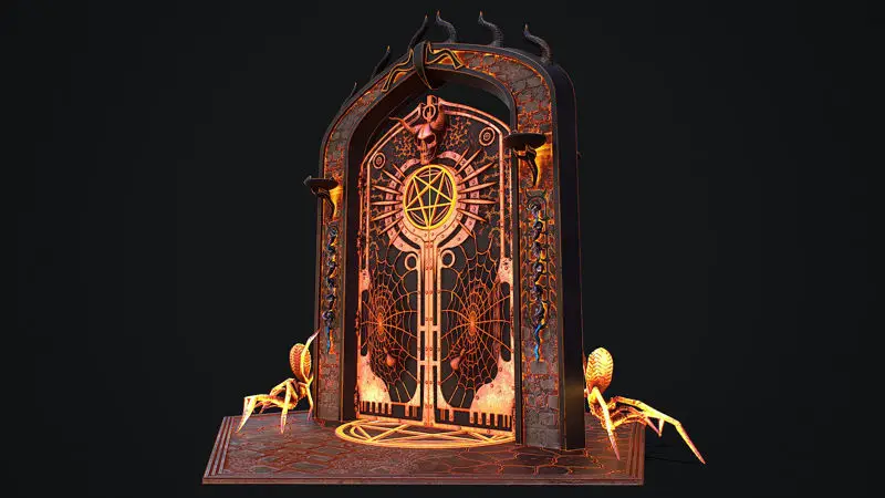 Modello 3D modulare pronto per il gioco Medieval Door 1
