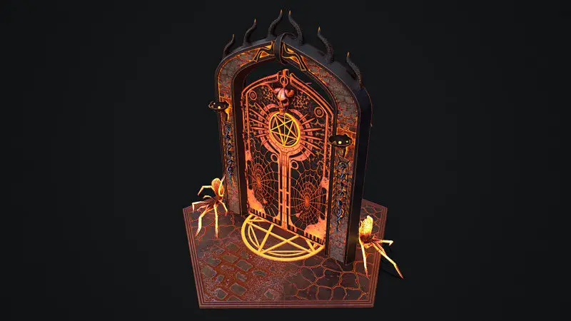 Modello 3D modulare pronto per il gioco Medieval Door 1