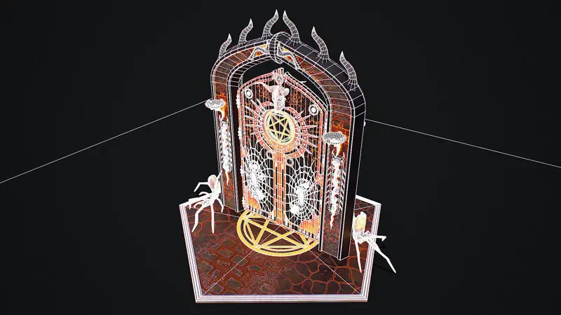 Modello 3D modulare pronto per il gioco Medieval Door 1