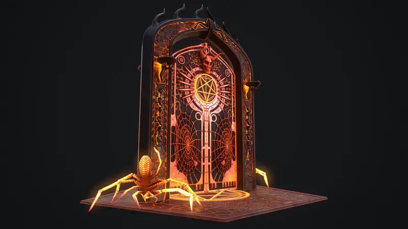 Modello 3D modulare pronto per il gioco Medieval Door 1