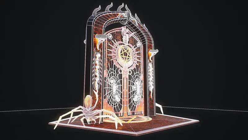 Modello 3D modulare pronto per il gioco Medieval Door 1