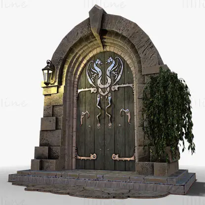 Medieval Door game ready modular 3d model