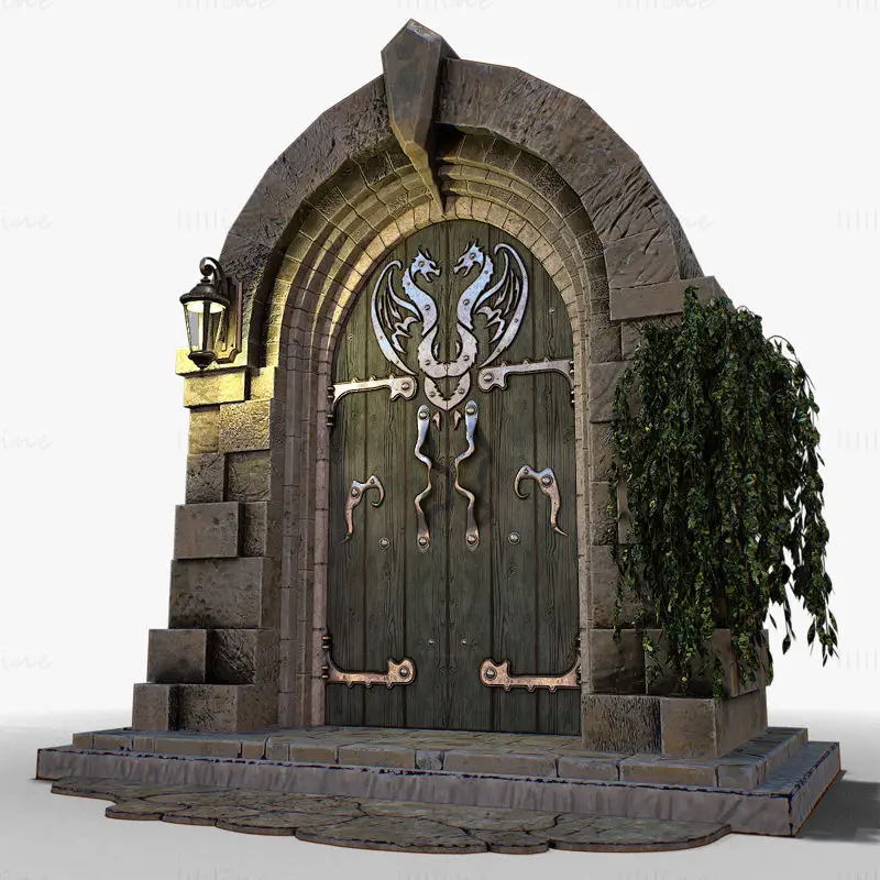 Középkori ajtójátékra kész moduláris 3D modell