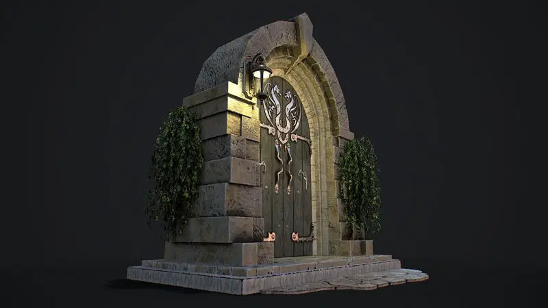 Középkori ajtójátékra kész moduláris 3D modell