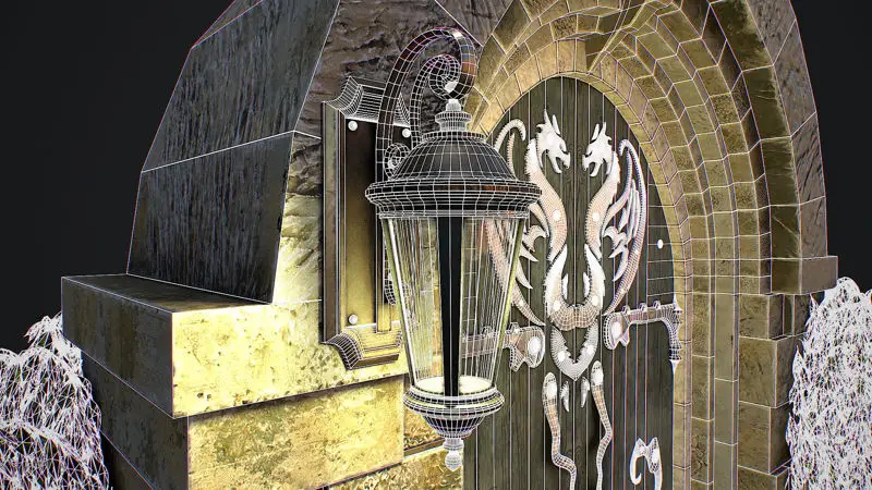 Középkori ajtójátékra kész moduláris 3D modell