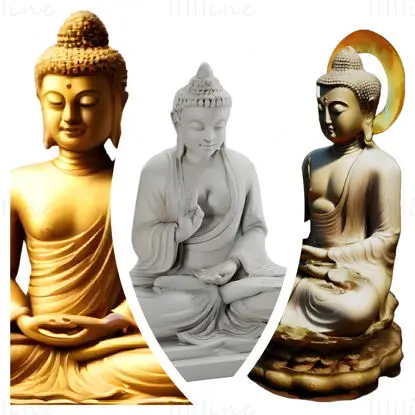 Meditative Buddha Statue 3D Print Model Collection