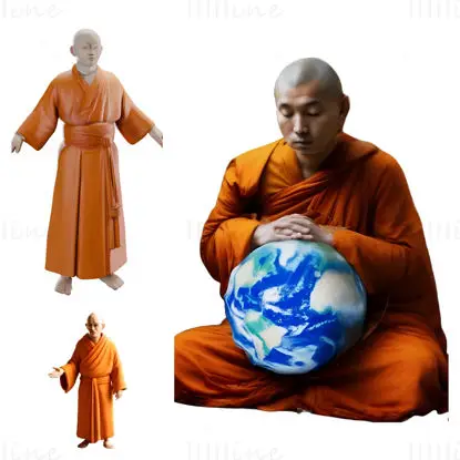 Meditative Monk Figurines 3D Print Model