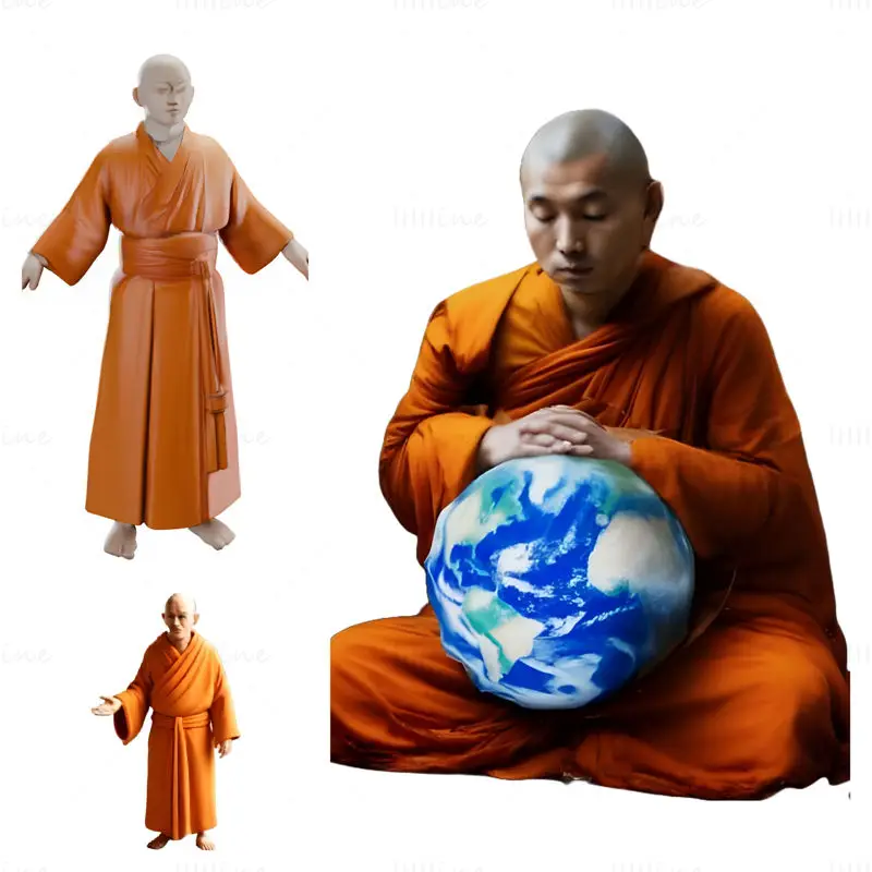 Figurine de călugăr meditativ Model de imprimare 3D