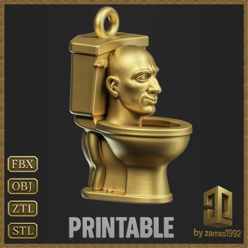 Подвеска в виде головы унитаза Meme, дизайн ювелирных изделий, 3D-модель для печати