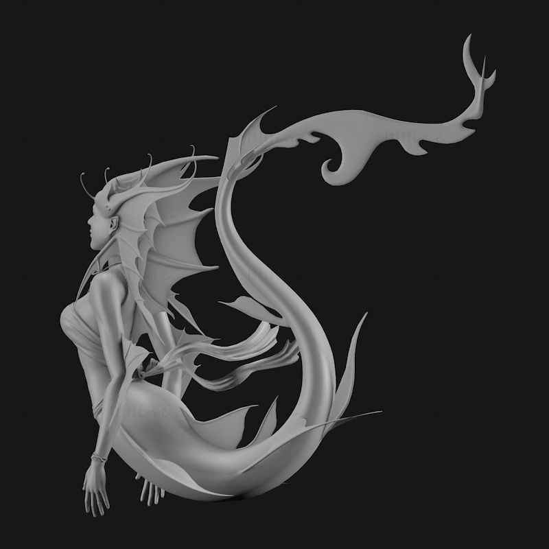 Mermaid 3D tiskarski model STL