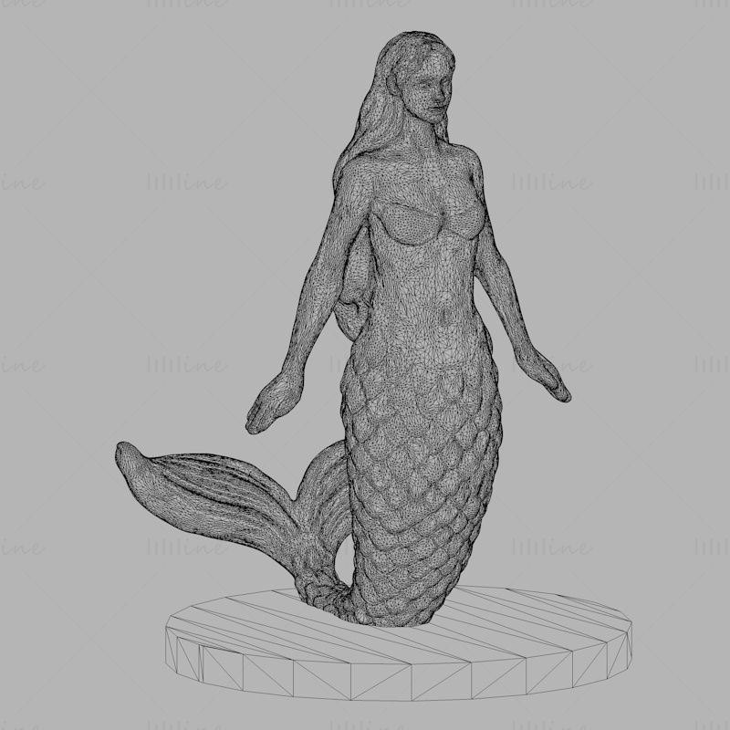 Meerjungfrau-Skulptur 3D-Druckmodell STL