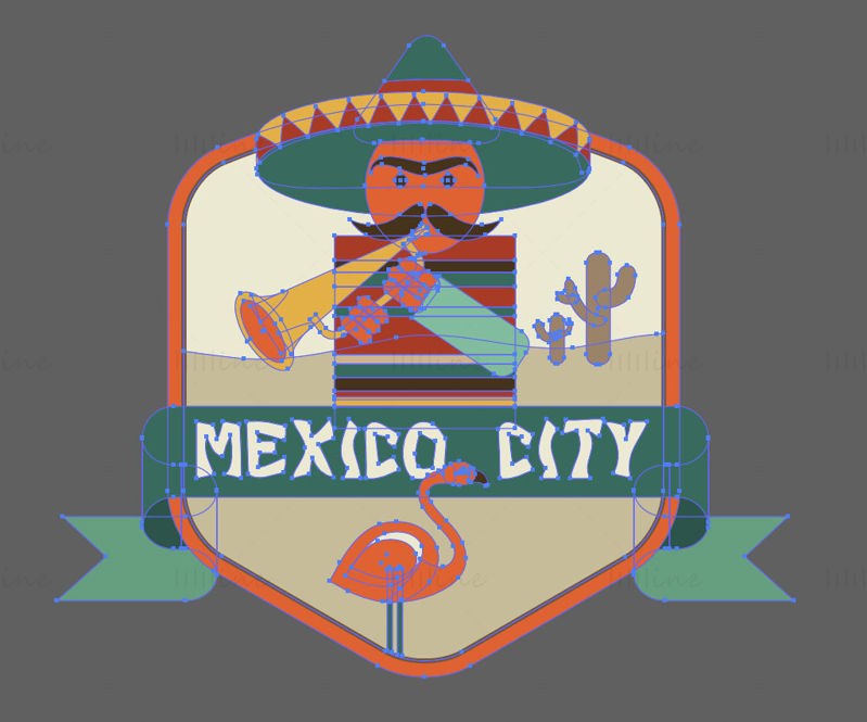 Mexico iconic elements vector eps png