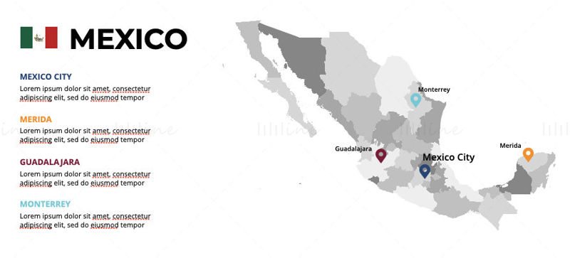 Mexico infographics Map editable PPT & Keynote