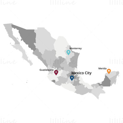 Векторна карта на Мексико