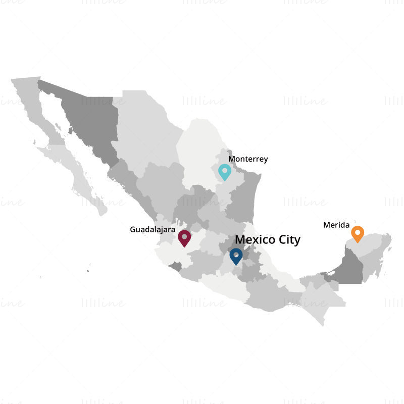 Векторна карта на Мексико