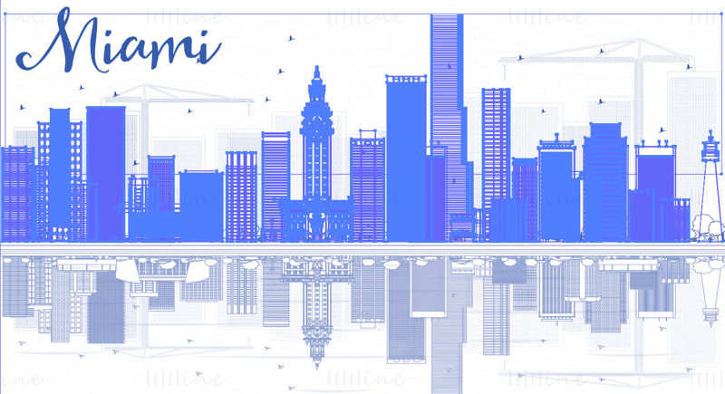 Miami skyline vector illustration