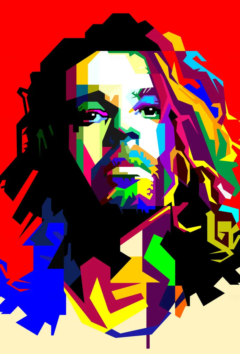 Michael Hutchence INXS Şarkıcı Pop Art WPAP Vektör