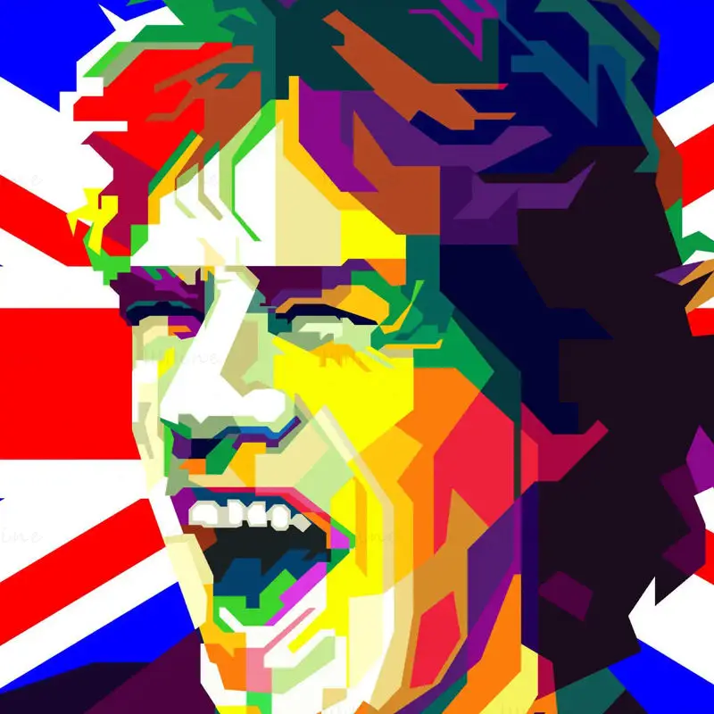 Ícone britânico do rock and roll Mick Jagger WPAP Vector