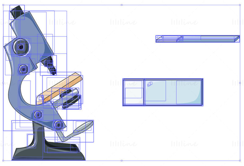 Vector de portaobjetos de vidrio y microscopio