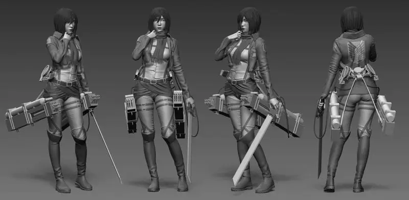 نموذج طباعة ثلاثي الأبعاد لـ Mikasa Ackerman Attack on Titan STL